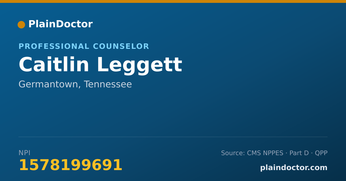 Shareable card for Caitlin Leggett - Professional Counselor, Germantown, TN