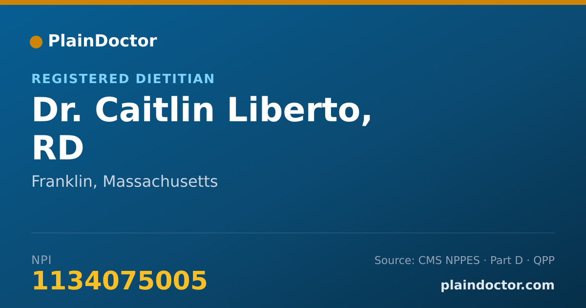 Shareable card for Caitlin Liberto, RD - Registered Dietitian, Franklin, MA