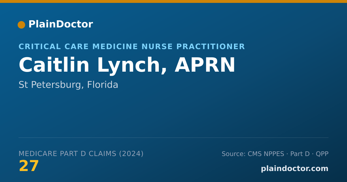 Shareable card for Caitlin Lynch, APRN - Critical Care Medicine Registered Nurse, St Petersburg, FL