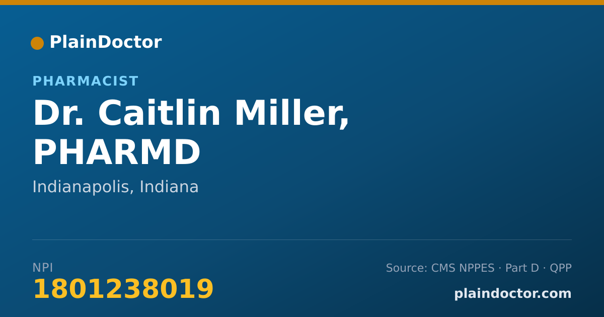 Shareable card for Caitlin Miller, PHARMD - Pharmacist, Indianapolis, IN