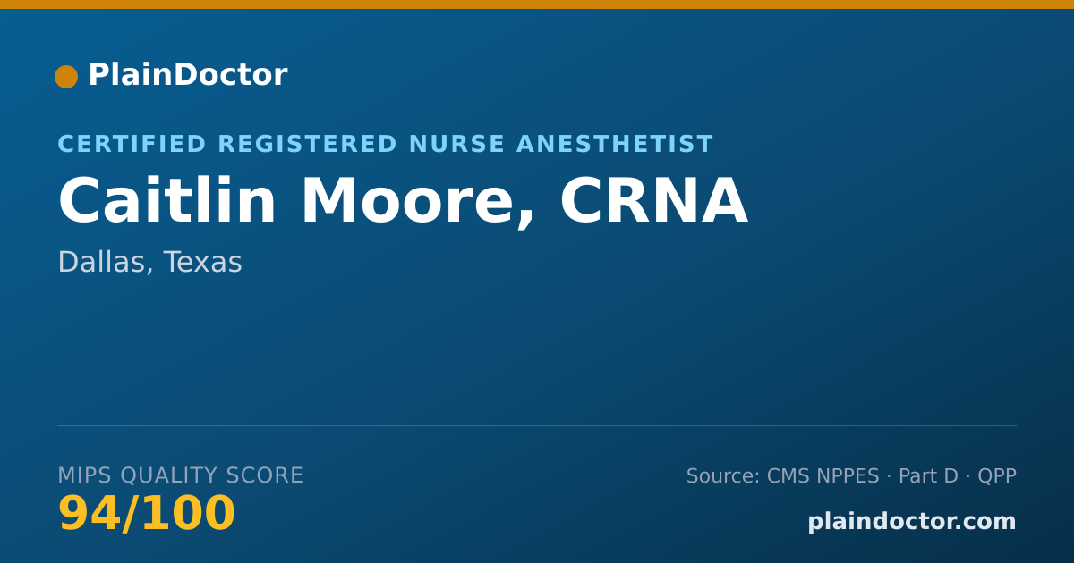 Shareable card for Caitlin Moore, CRNA - Certified Registered Nurse Anesthetist, Dallas, TX