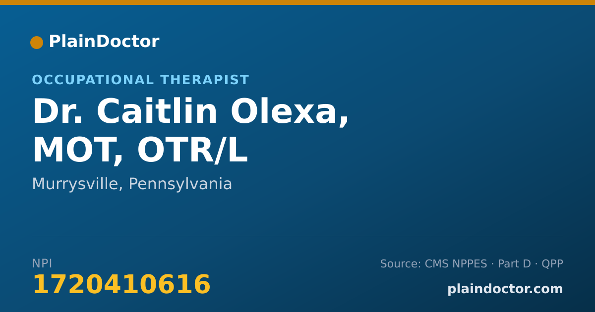 Shareable card for Caitlin Olexa, MOT, OTR/L - Occupational Therapist, Murrysville, PA