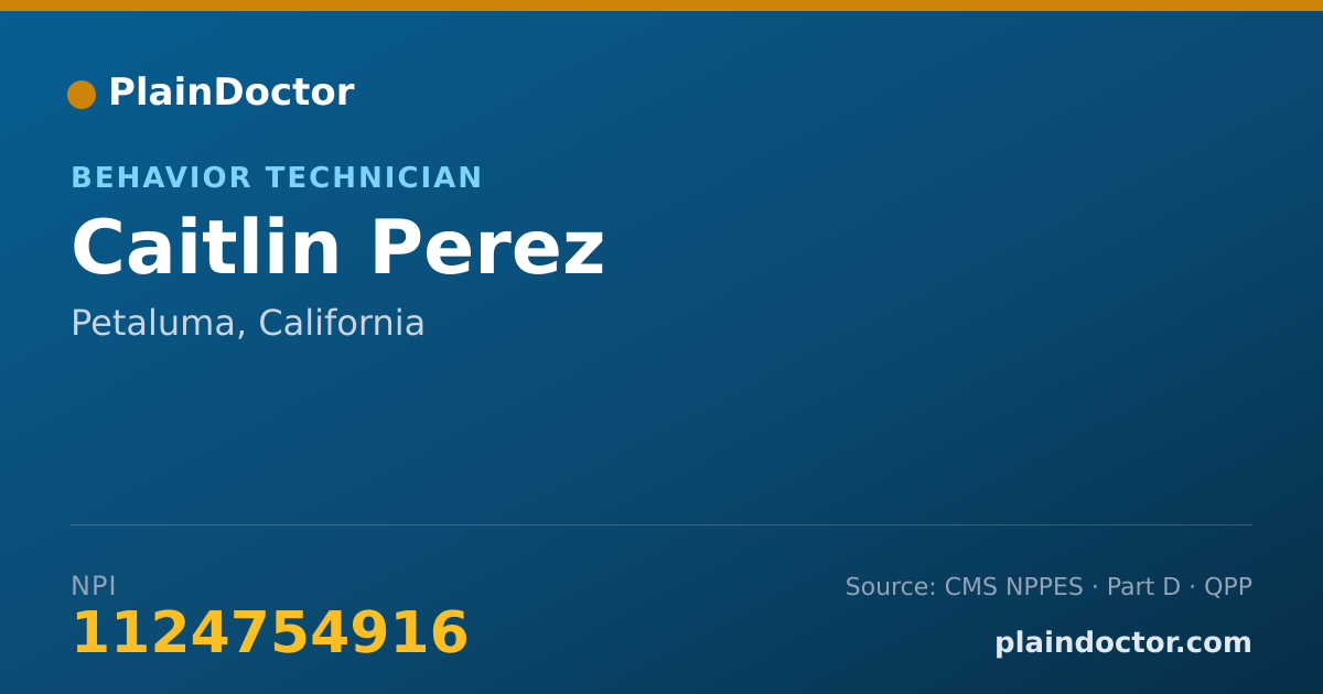 Shareable card for Caitlin Perez - Behavior Technician, Petaluma, CA