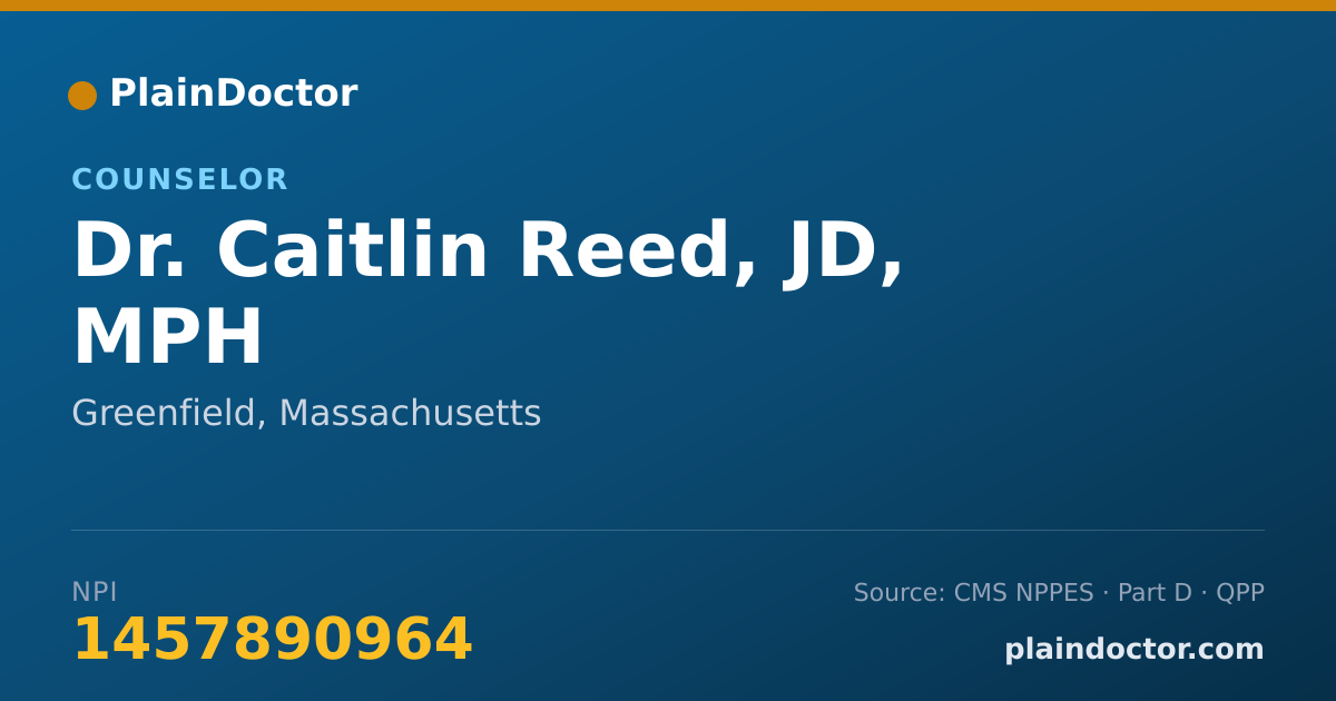 Shareable card for Caitlin Reed, JD, MPH - Counselor, Greenfield, MA
