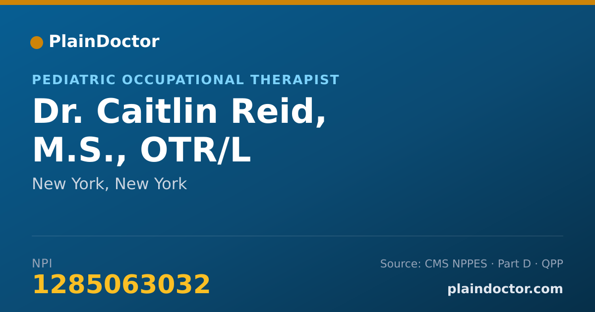 Shareable card for Caitlin Reid, M.S., OTR/L - Pediatric Occupational Therapist, New York, NY