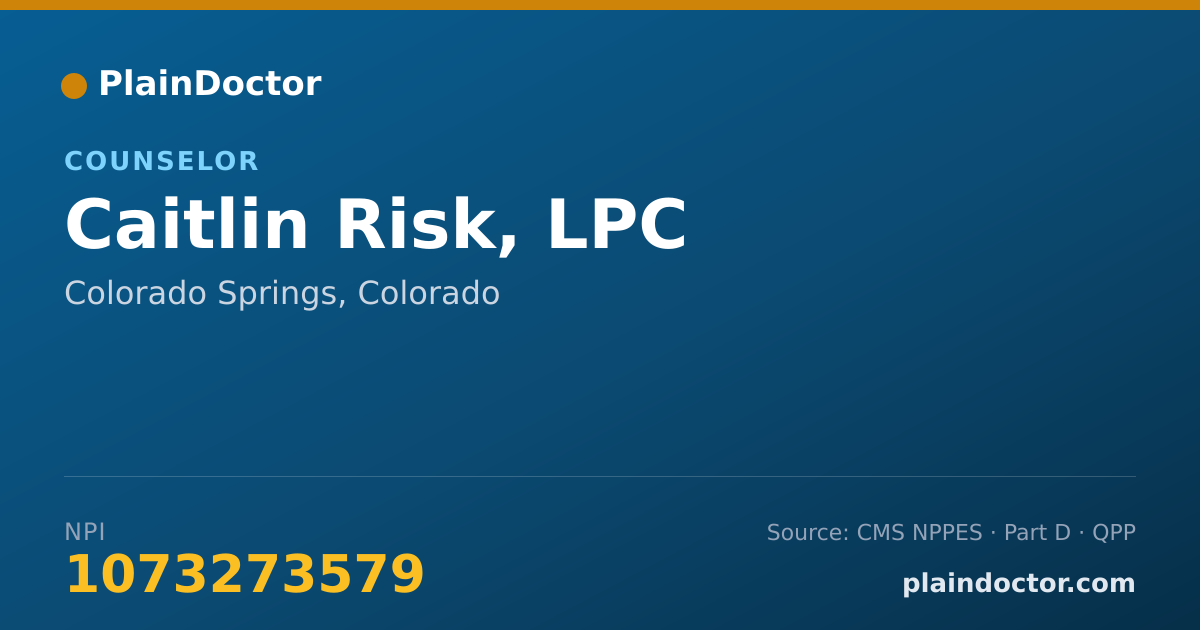 Shareable card for Caitlin Risk, LPC - Counselor, Colorado Springs, CO