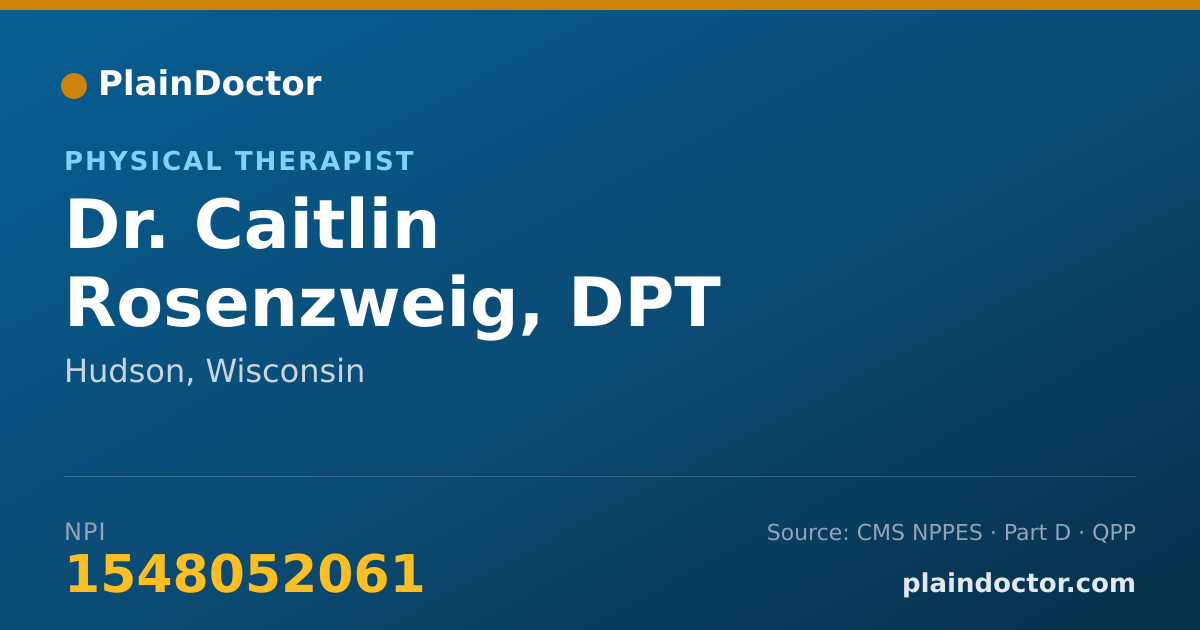 Shareable card for Caitlin Rosenzweig, DPT - Physical Therapist, Hudson, WI