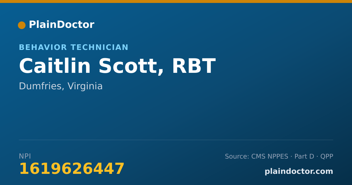 Shareable card for Caitlin Scott, RBT - Behavior Technician, Dumfries, VA