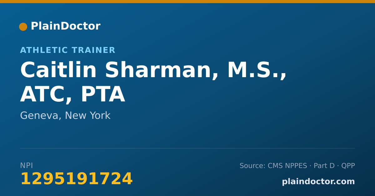 Shareable card for Caitlin Sharman, M.S., ATC, PTA - Physical Therapy Assistant, Geneva, NY