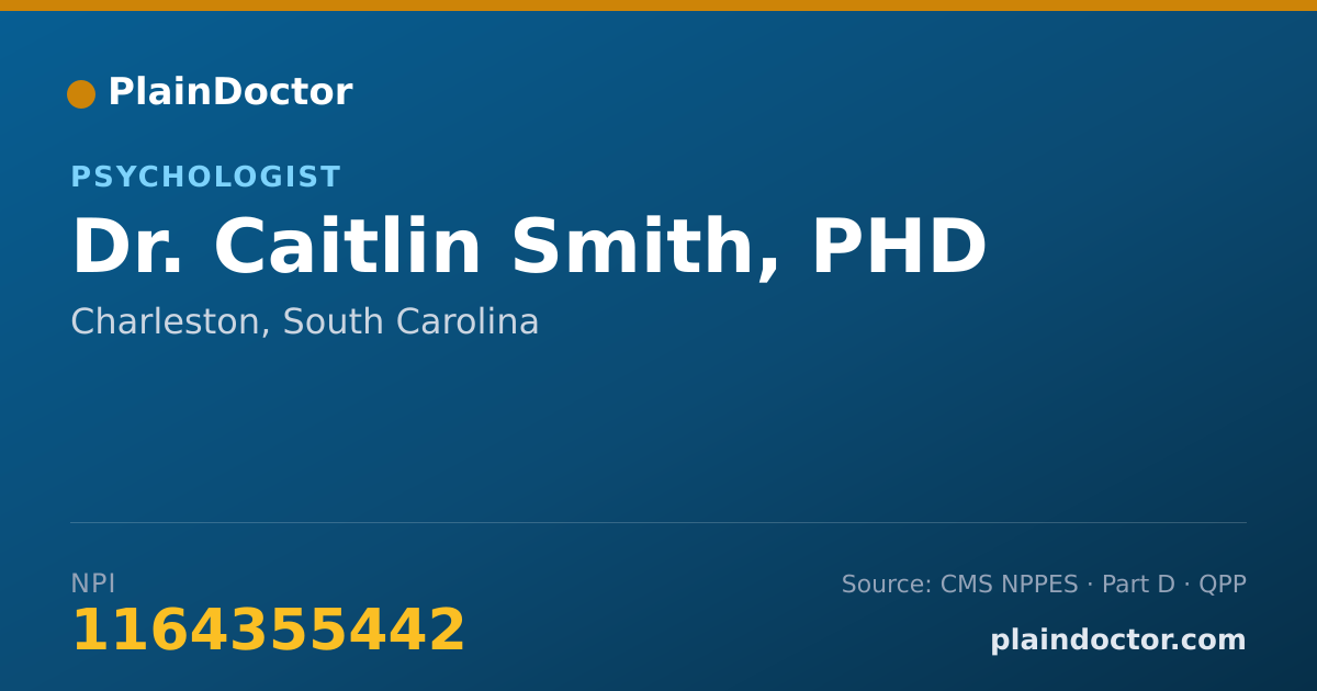 Shareable card for Caitlin Smith, PHD - Psychologist, Charleston, SC