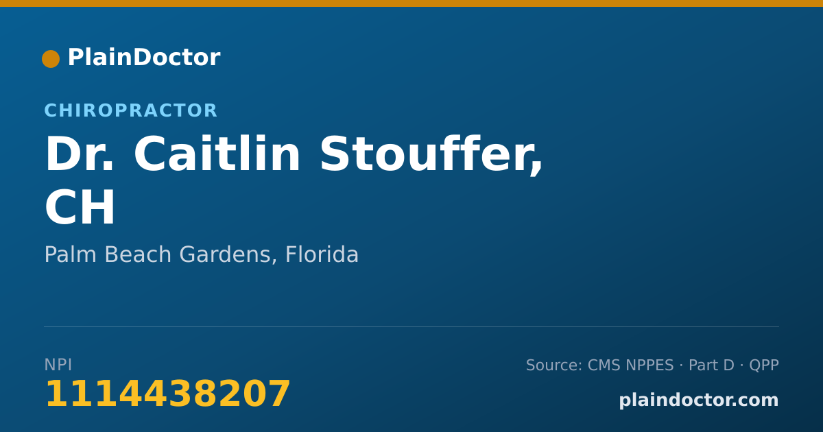 Shareable card for Caitlin Stouffer, CH - Chiropractor, Palm Beach Gardens, FL