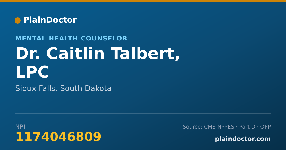 Shareable card for Caitlin Talbert, LPC - Mental Health Counselor, Sioux Falls, SD