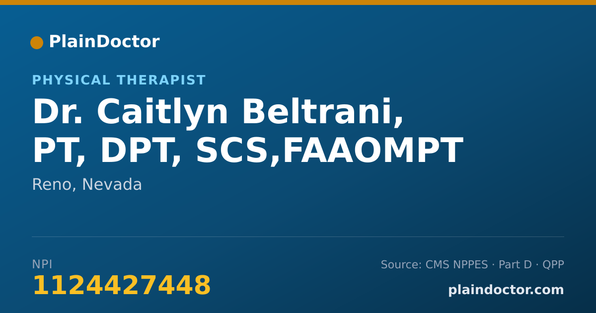 Shareable card for Caitlyn Beltrani, PT, DPT, SCS,FAAOMPT - Physical Therapist, Reno, NV