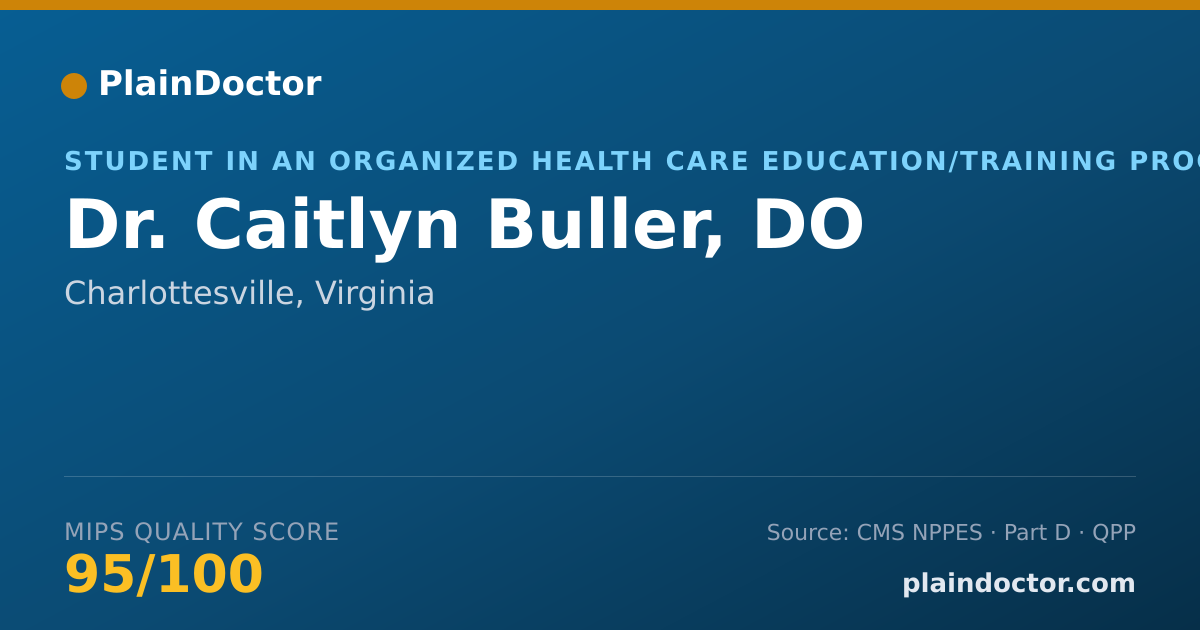Shareable card for Caitlyn Buller, DO - Student in an Organized Health Care Education/Training Program, Charlottesville, VA
