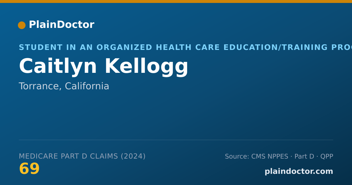 Shareable card for Caitlyn Kellogg - Student in an Organized Health Care Education/Training Program, Torrance, CA