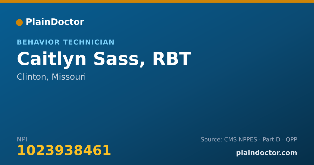 Shareable card for Caitlyn Sass, RBT - Behavior Technician, Clinton, MO