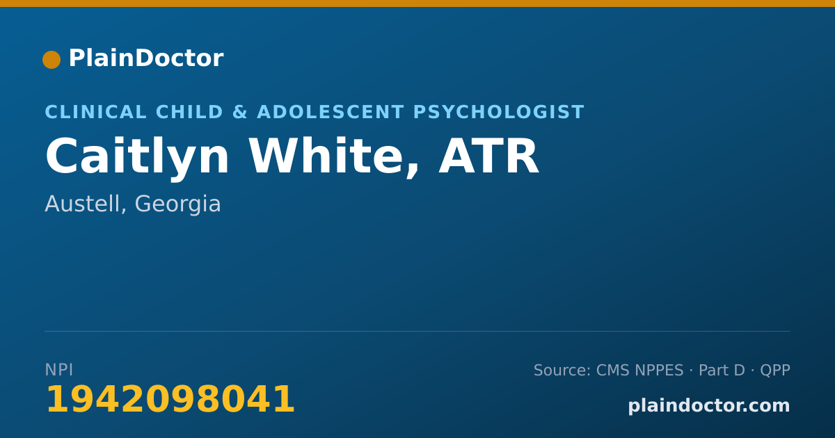 Shareable card for Caitlyn White, ATR - Clinical Child & Adolescent Psychologist, Austell, GA