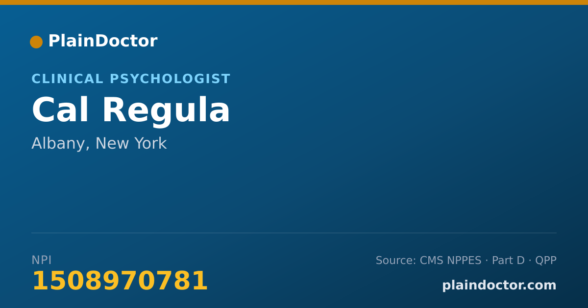 Shareable card for Cal Regula - Clinical Psychologist, Albany, NY