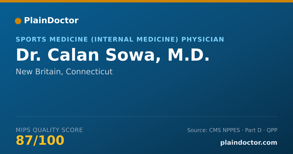 Shareable card for Calan Sowa, M.D. - Sports Medicine (Internal Medicine) Physician, New Britain, CT