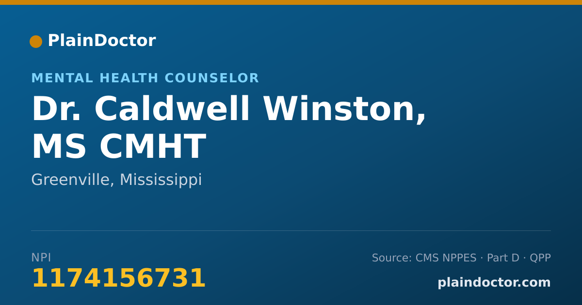 Shareable card for Caldwell Winston, MS CMHT - Mental Health Counselor, Greenville, MS