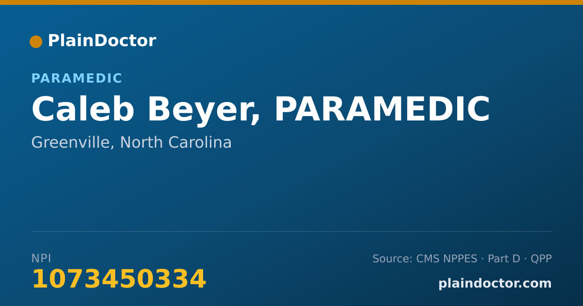 Shareable card for Caleb Beyer, PARAMEDIC - Paramedic, Greenville, NC