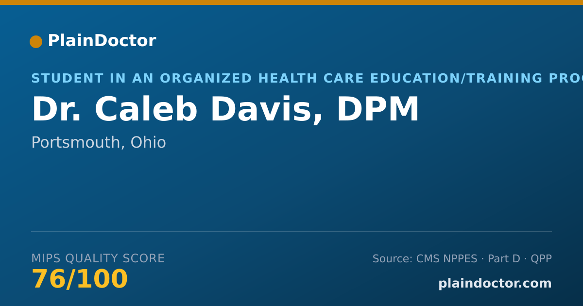 Shareable card for Caleb Davis, DPM - Student in an Organized Health Care Education/Training Program, Portsmouth, OH
