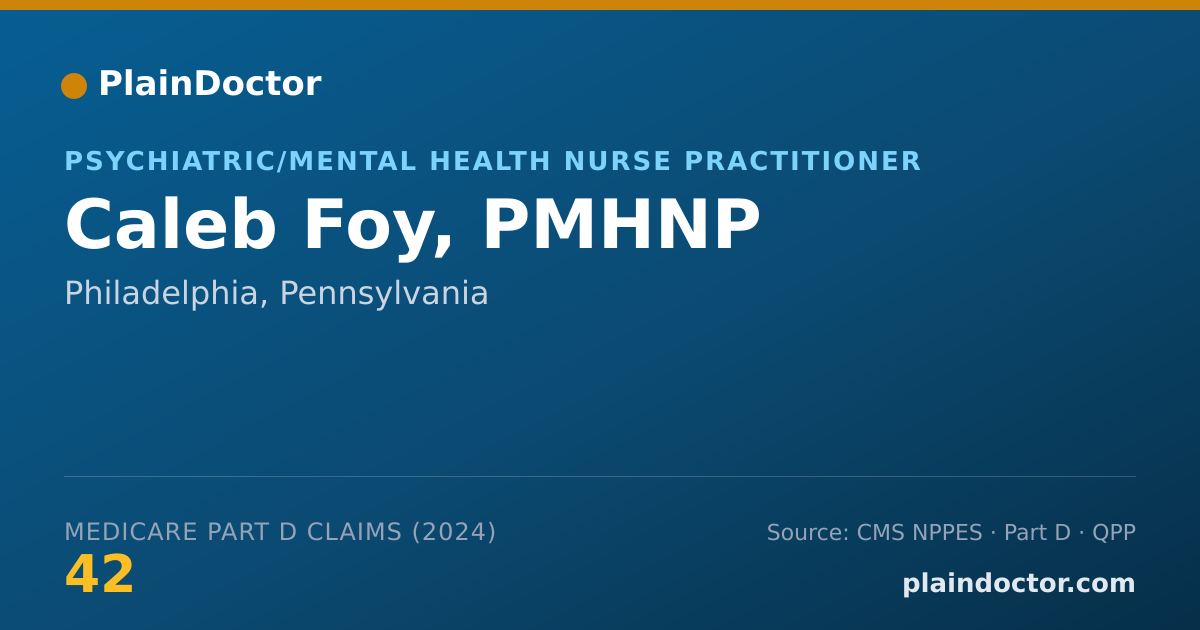 Shareable card for Caleb Foy, PMHNP - Psychiatric/Mental Health Nurse Practitioner, Philadelphia, PA
