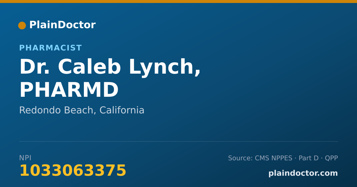 Shareable card for Caleb Lynch, PHARMD - Pharmacist, Redondo Beach, CA