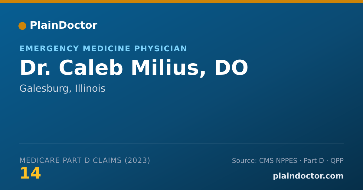 Shareable card for Caleb Milius, DO - Emergency Medicine Physician, Galesburg, IL