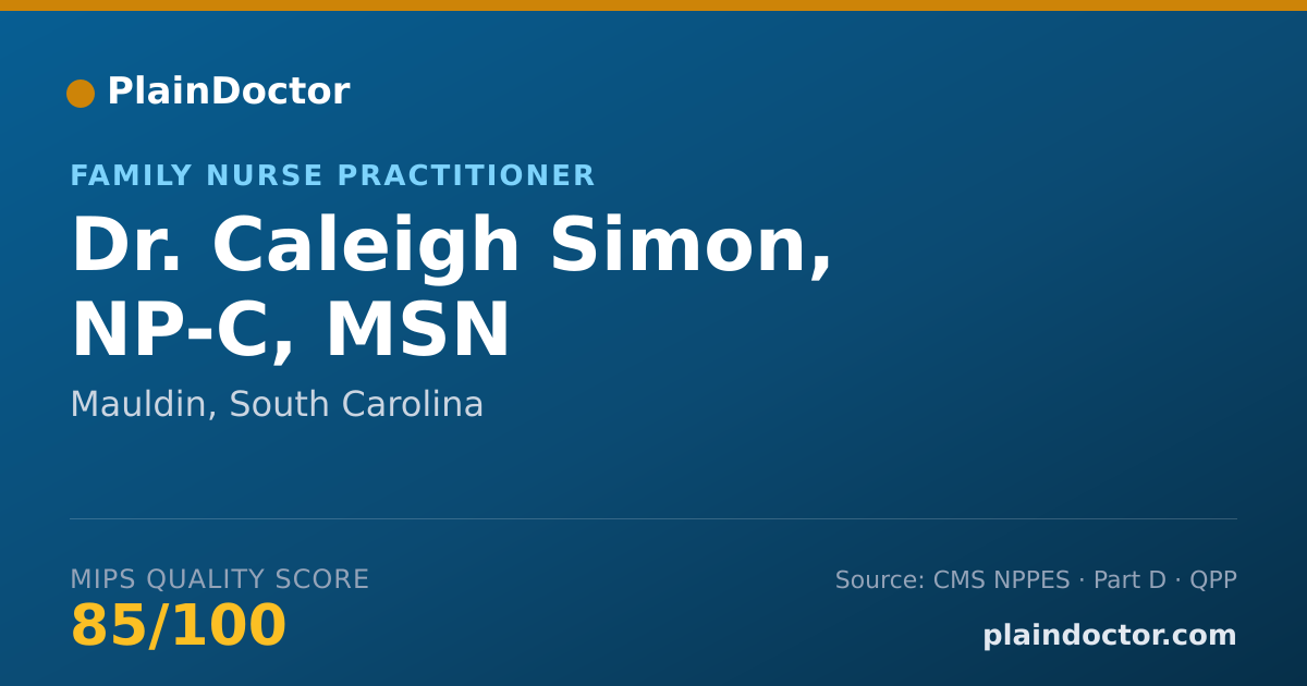 Shareable card for Caleigh Simon, NP-C, MSN - Family Nurse Practitioner, Mauldin, SC