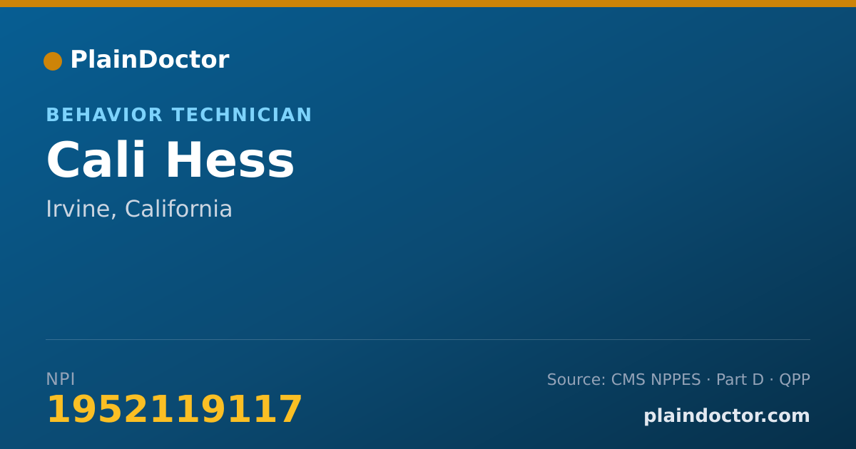 Shareable card for Cali Hess - Behavior Technician, Irvine, CA