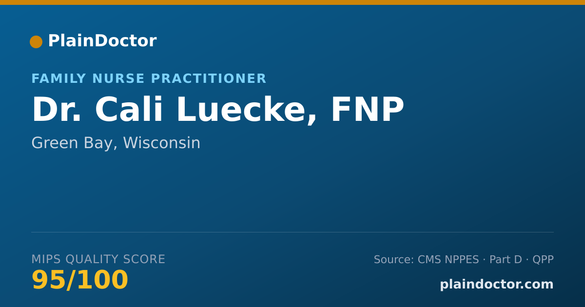 Shareable card for Cali Luecke, FNP - Family Nurse Practitioner, Green Bay, WI