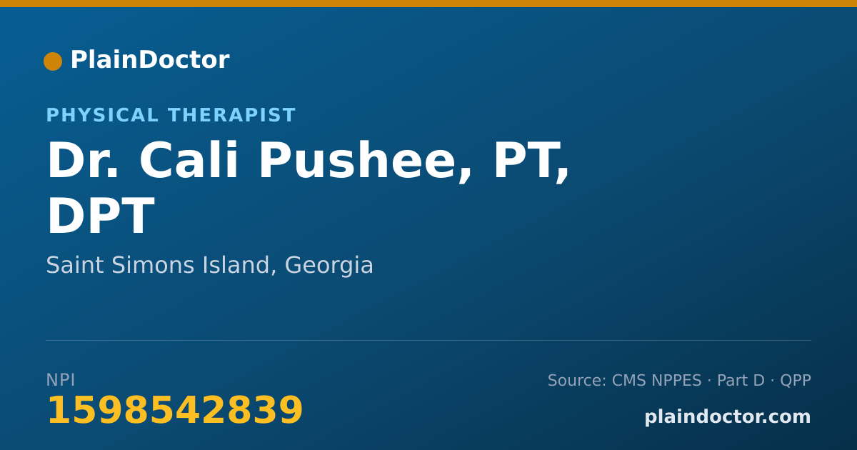 Shareable card for Cali Pushee, PT, DPT - Physical Therapist, Saint Simons Island, GA