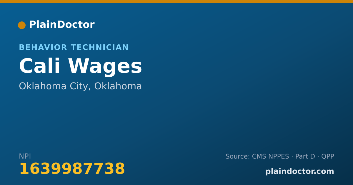 Shareable card for Cali Wages - Behavior Technician, Oklahoma City, OK