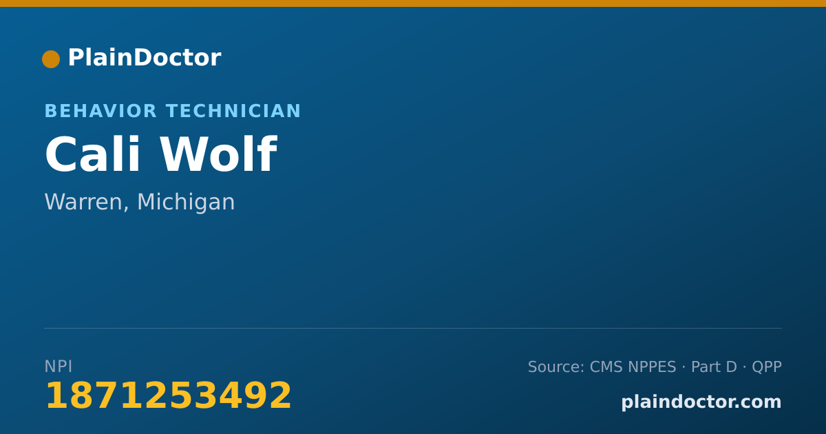 Shareable card for Cali Wolf - Behavior Technician, Warren, MI
