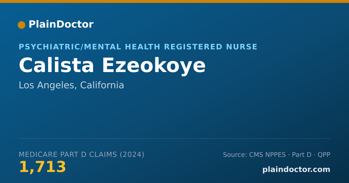 Shareable card for Calista Ezeokoye - Psychiatric/Mental Health Registered Nurse, Los Angeles, CA