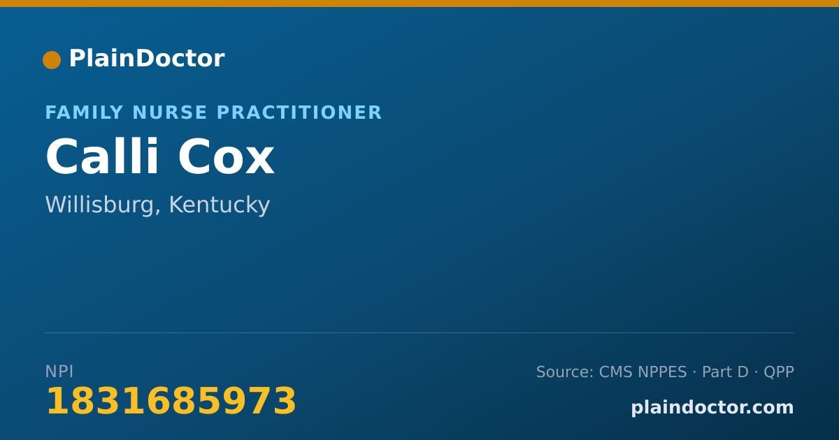 Shareable card for Calli Cox - Family Nurse Practitioner, Willisburg, KY