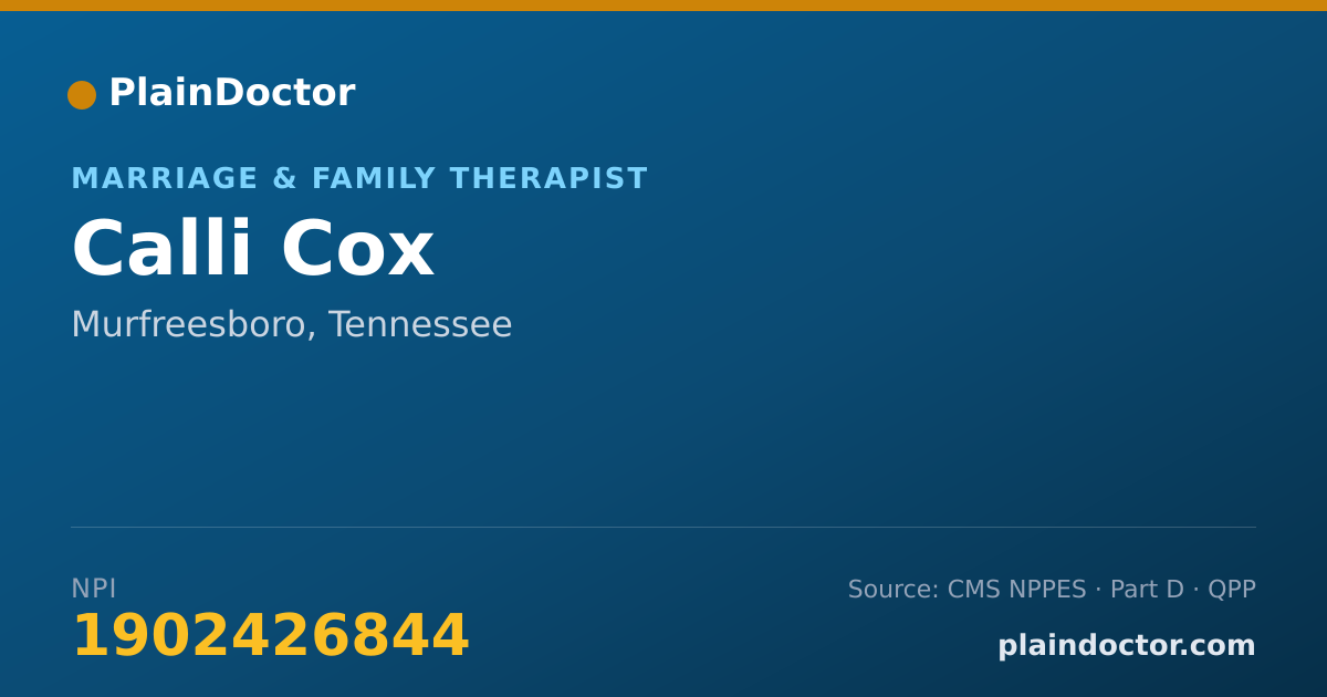 Shareable card for Calli Cox - Marriage & Family Therapist, Murfreesboro, TN