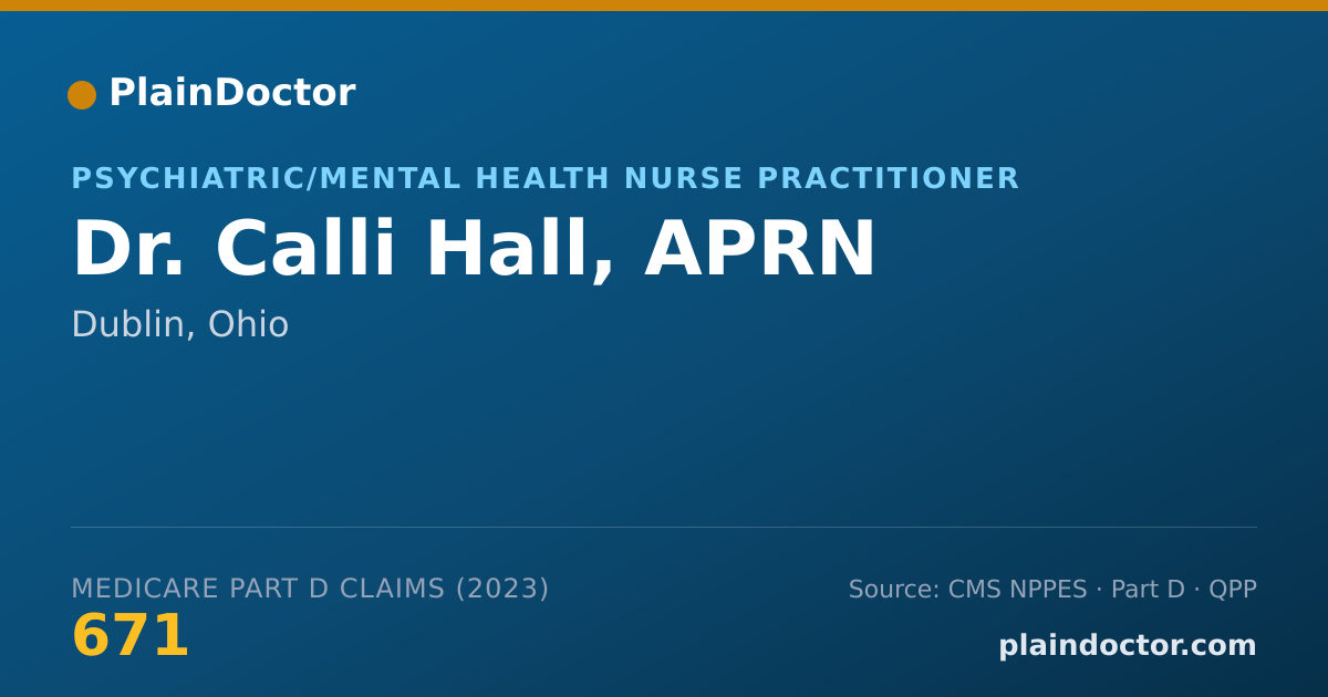 Shareable card for Calli Hall, APRN - Psychiatric/Mental Health Nurse Practitioner, Dublin, OH