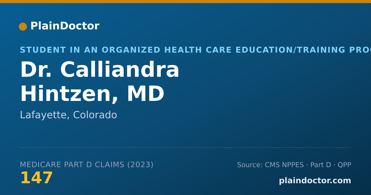 Shareable card for Calliandra Hintzen, MD - Student in an Organized Health Care Education/Training Program, Lafayette, CO