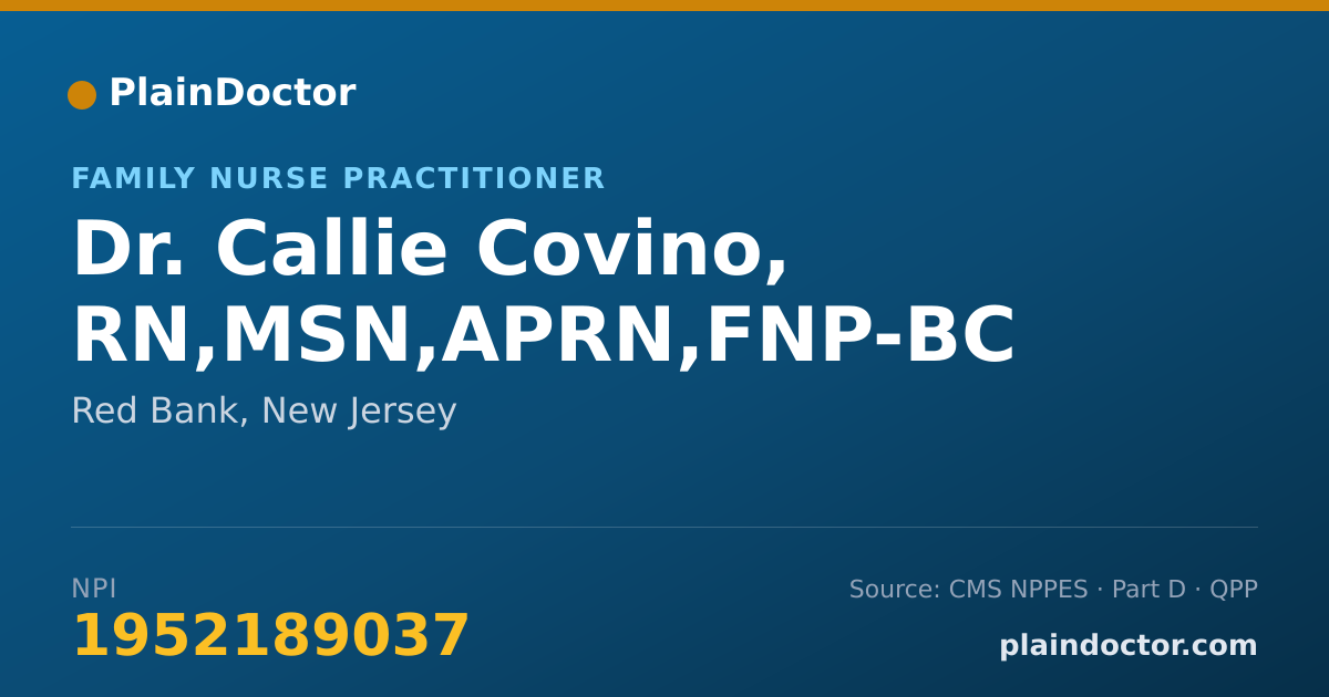 Shareable card for Callie Covino, RN,MSN,APRN,FNP-BC - Family Nurse Practitioner, Red Bank, NJ