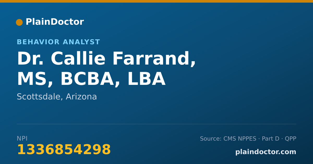 Shareable card for Callie Farrand, MS, BCBA, LBA - Behavior Analyst, Scottsdale, AZ