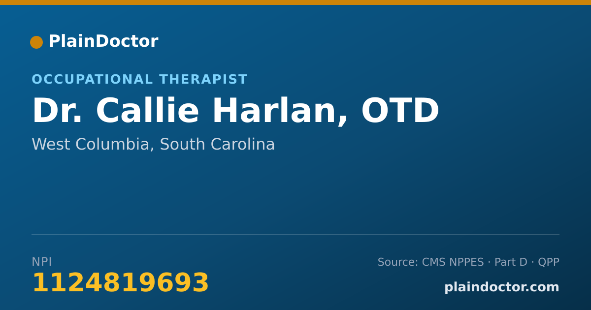 Shareable card for Callie Harlan, OTD - Occupational Therapist, West Columbia, SC