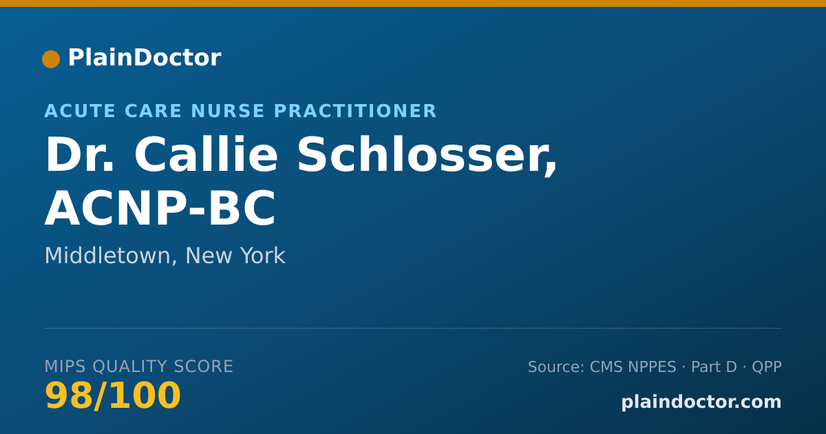 Shareable card for Callie Schlosser, ACNP-BC - Acute Care Nurse Practitioner, Middletown, NY