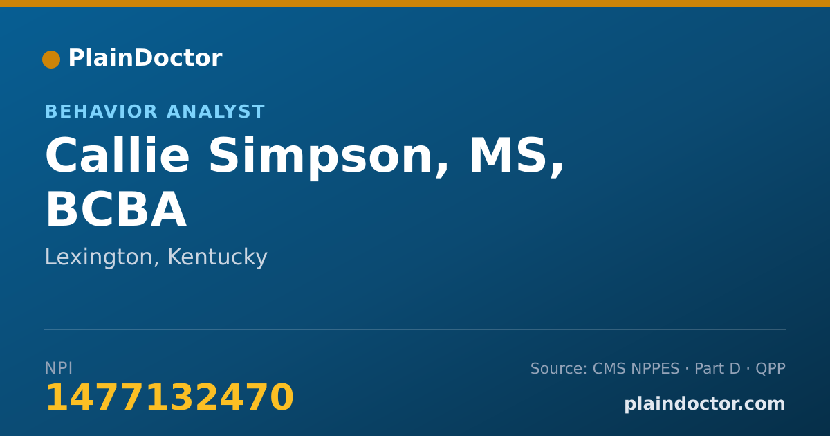 Shareable card for Callie Simpson, MS, BCBA - Behavior Analyst, Lexington, KY