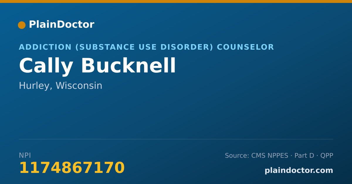 Shareable card for Cally Bucknell - Addiction (Substance Use Disorder) Counselor, Hurley, WI