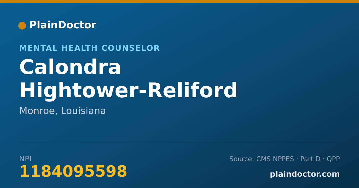 Shareable card for Calondra Hightower-Reliford - Mental Health Counselor, Monroe, LA