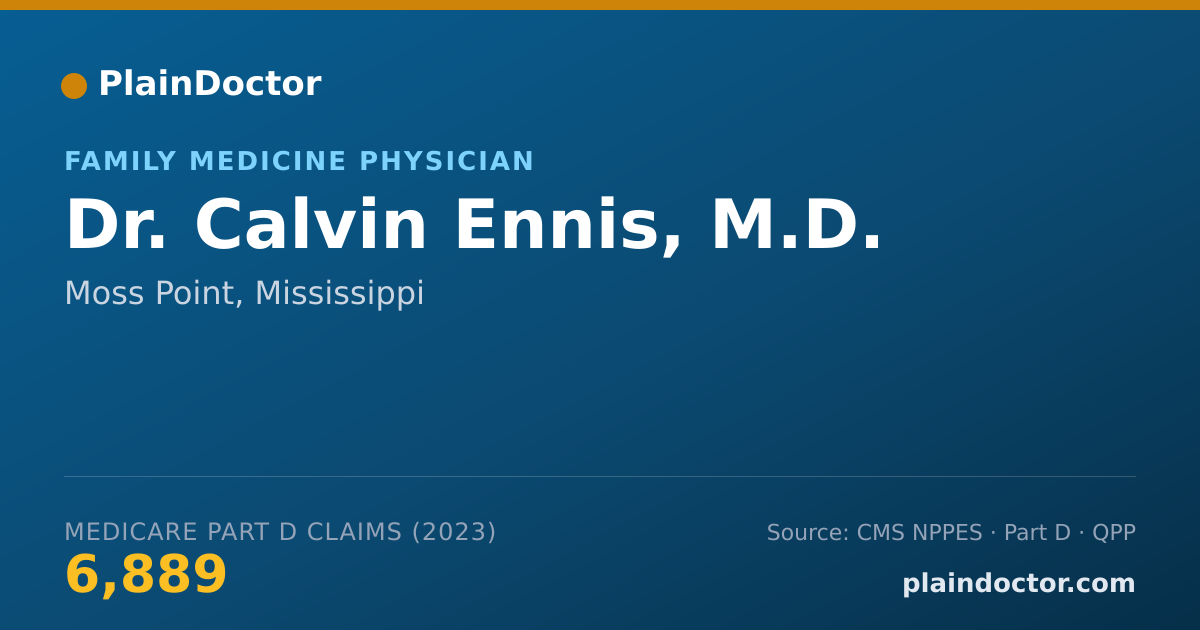 Shareable card for Calvin Ennis, M.D. - Family Medicine Physician, Moss Point, MS