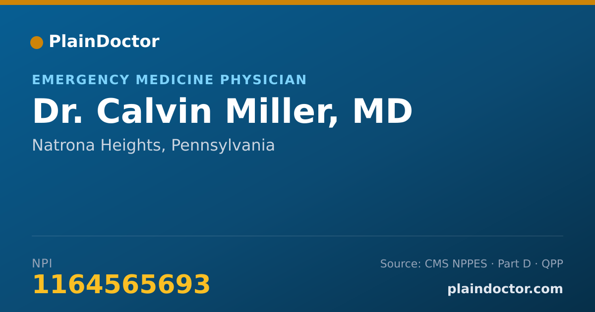 Shareable card for Calvin Miller, MD - Emergency Medicine Physician, Natrona Heights, PA