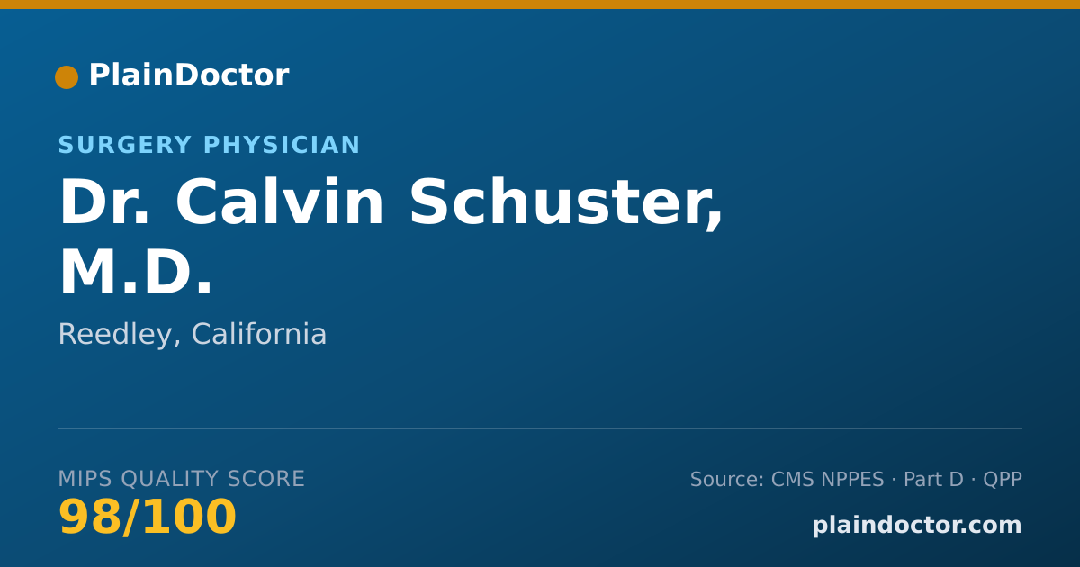Shareable card for Calvin Schuster, M.D. - Surgery Physician, Reedley, CA